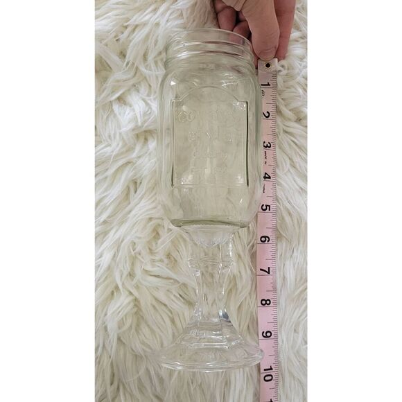 Country Style Qaulity Mason Jar Goblets Wine Glass Clear Pedistal - Picture 7 of 7